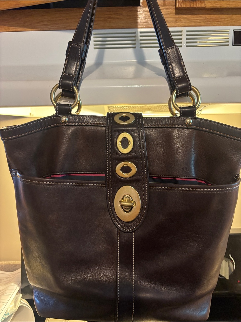 Coach vintage lily legay Leather Tote with Gold-Tone Accents highly sought after